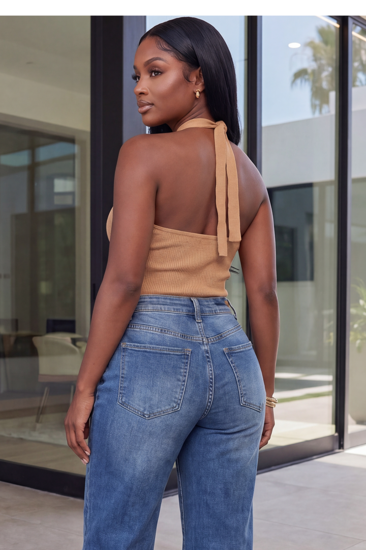 The Celine Halter Knit Top [Nude]
