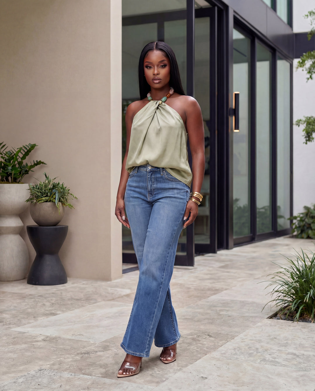 Beaded Halo Halter Top