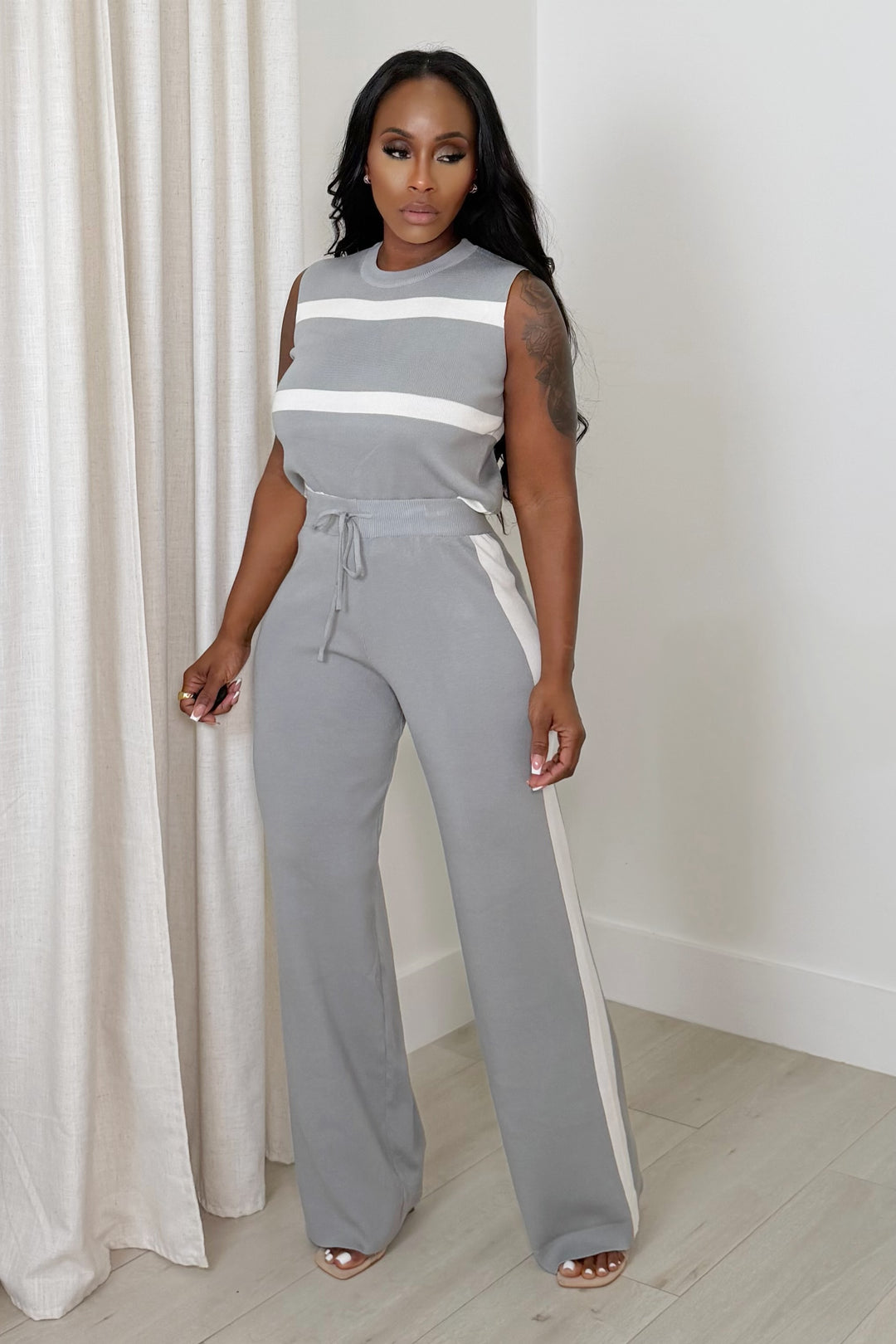 Soft Stride Knit Set [Grey/Ivory]