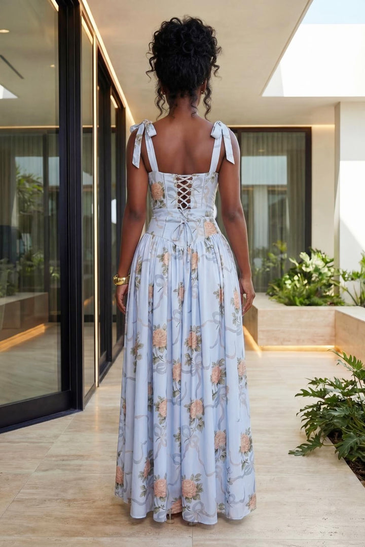 Garden Heirloom Maxi Dress [Powder Blue Floral]