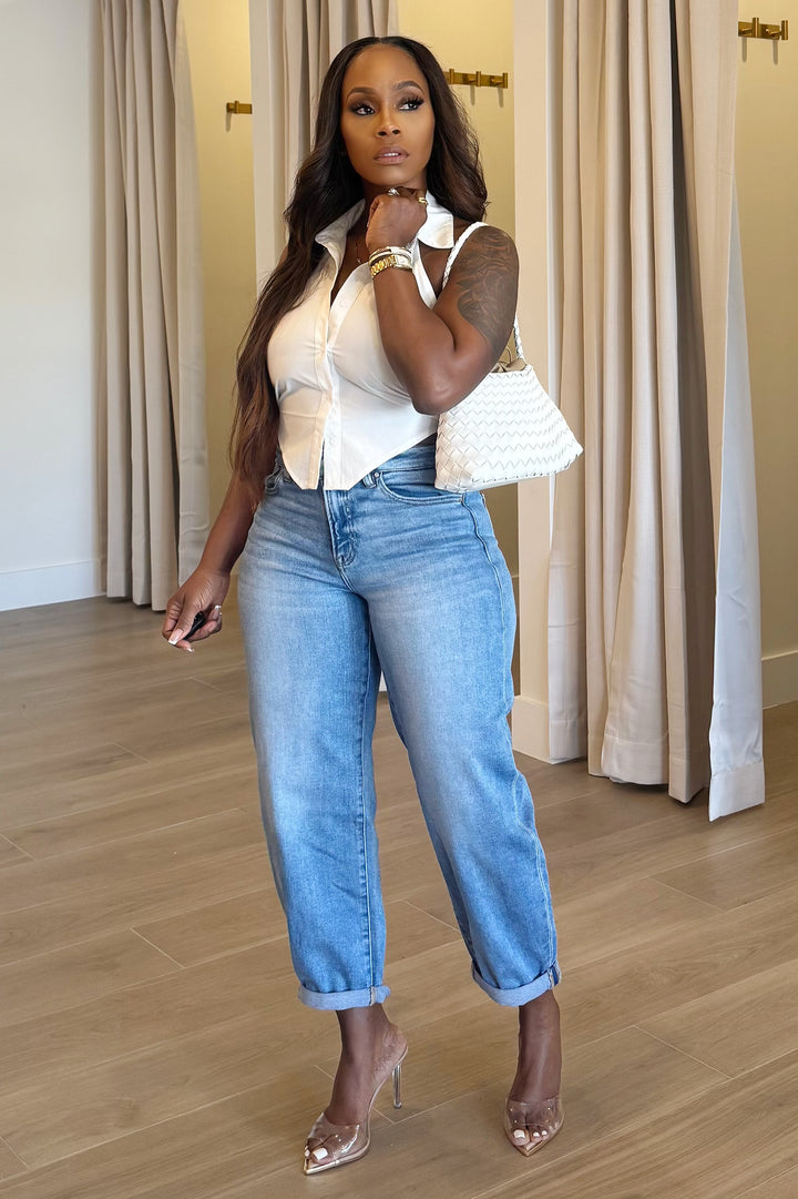 Barrel Cuff Baggy Denim (Light Wash)