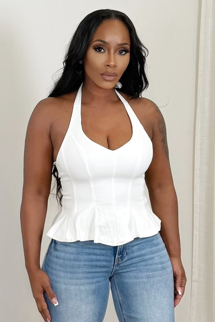 White Peplum Corset Top