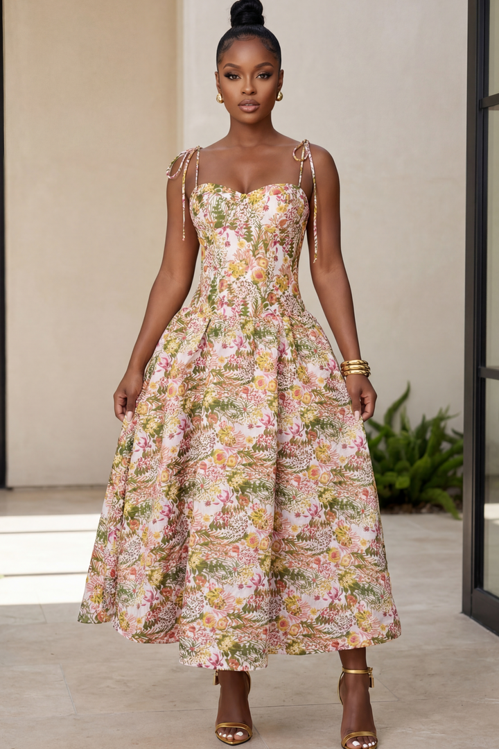 The Garden Gala Midi Dress [Multi Floral]