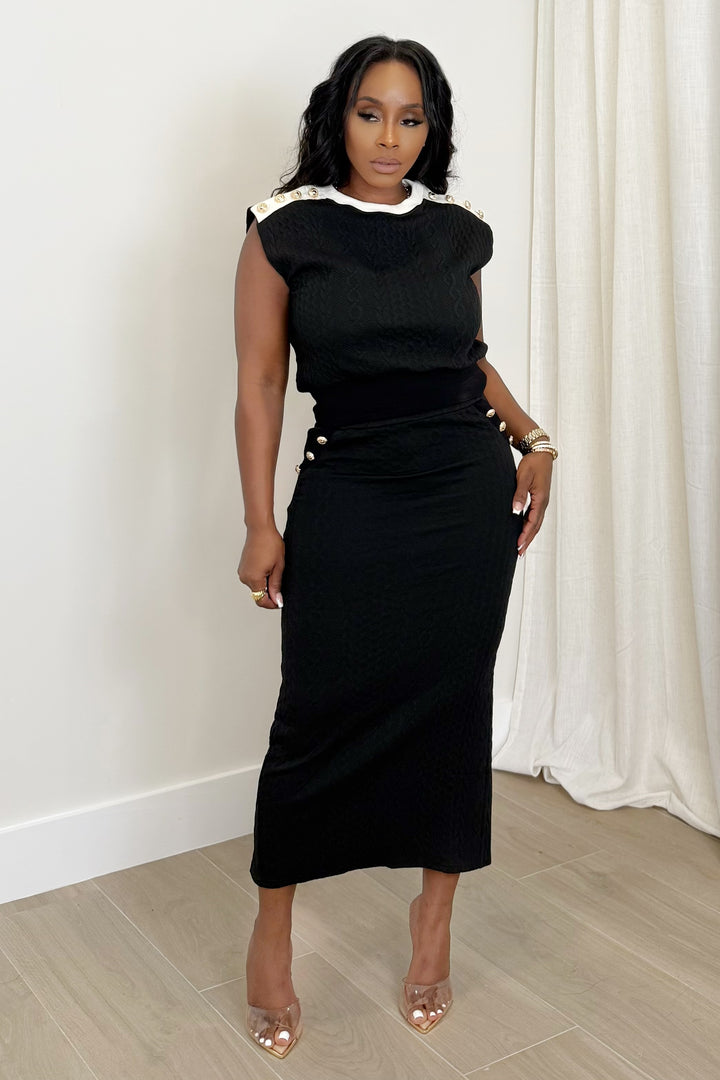 The Monaco midi skirt Knit Set (Black)