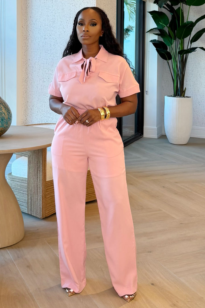 Classy Casual pants and top set (blush)