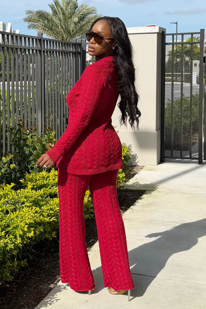 Knit Luxe Pant Set (Burgundy)