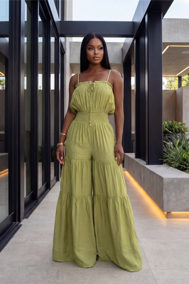 Olive Breeze Tiered Jumpsuit [Olive]
