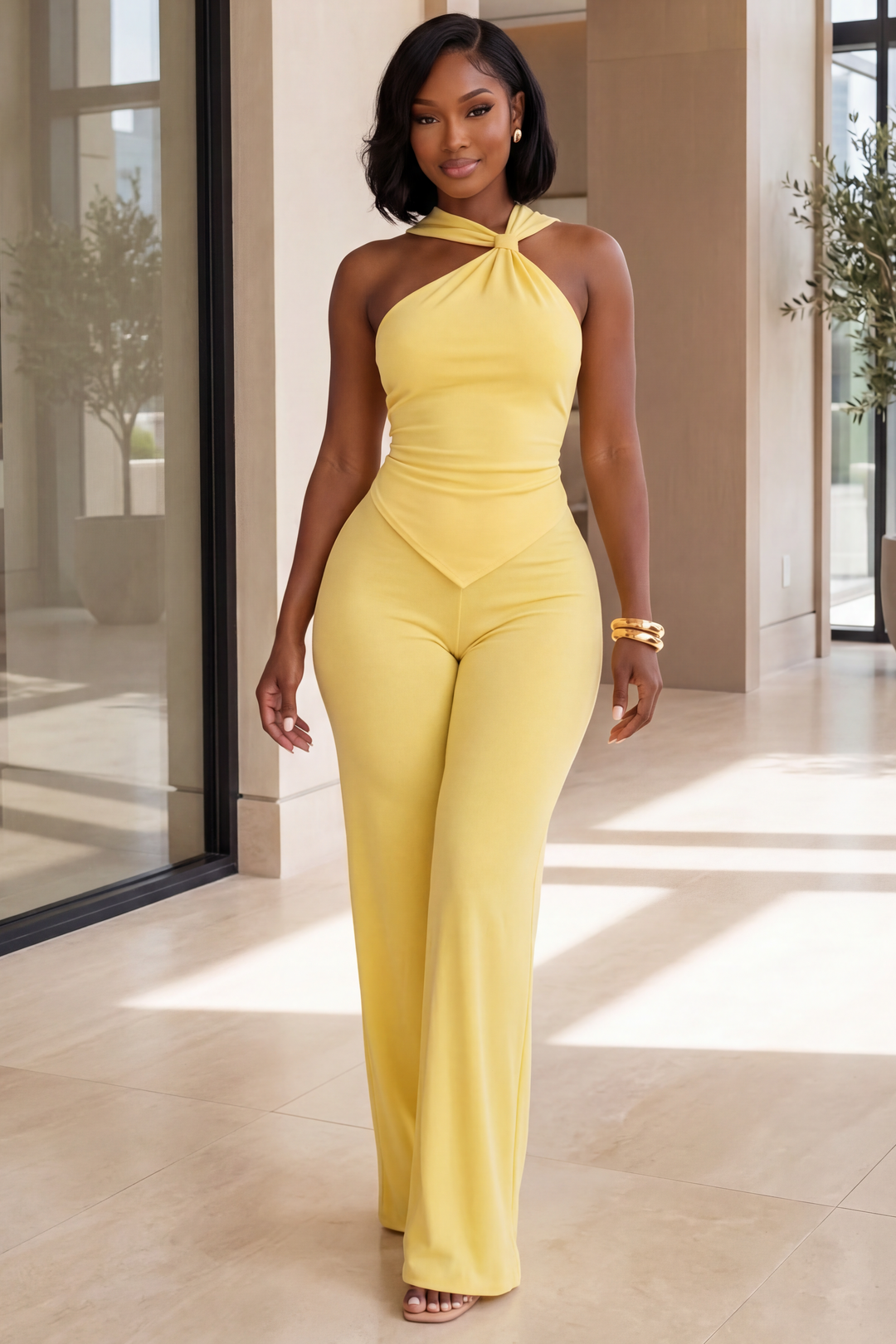 Amalfi Coast Cross Neck Jumpsuit [Yellow]