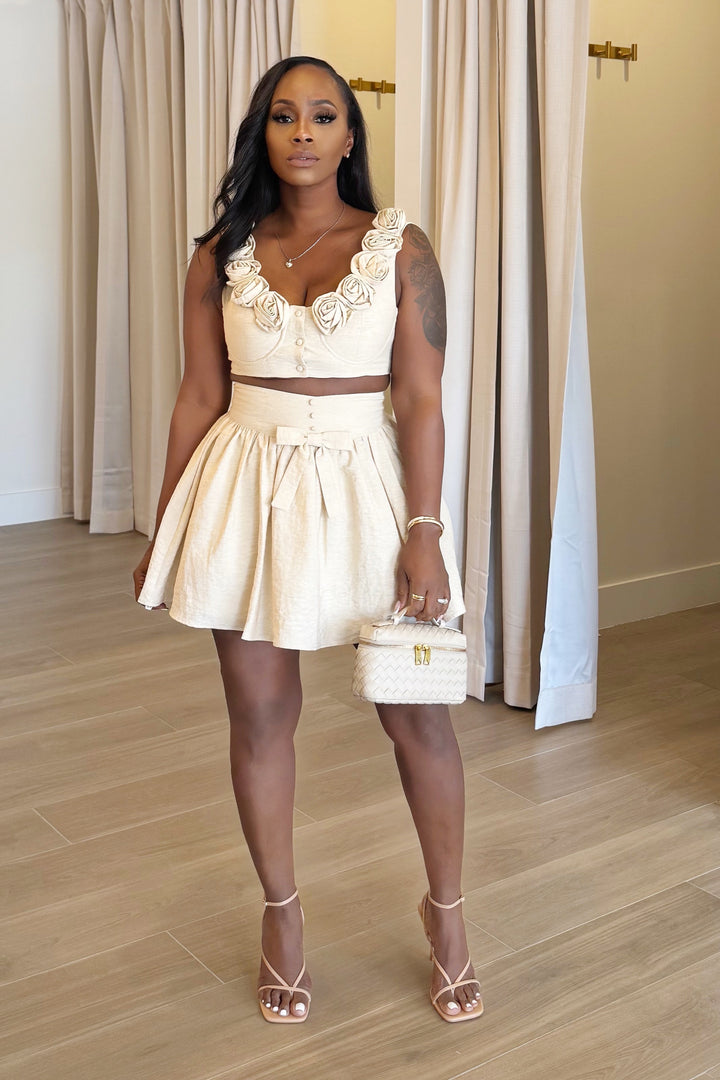 So iconic Roses & bows Skirt Set (Nude)