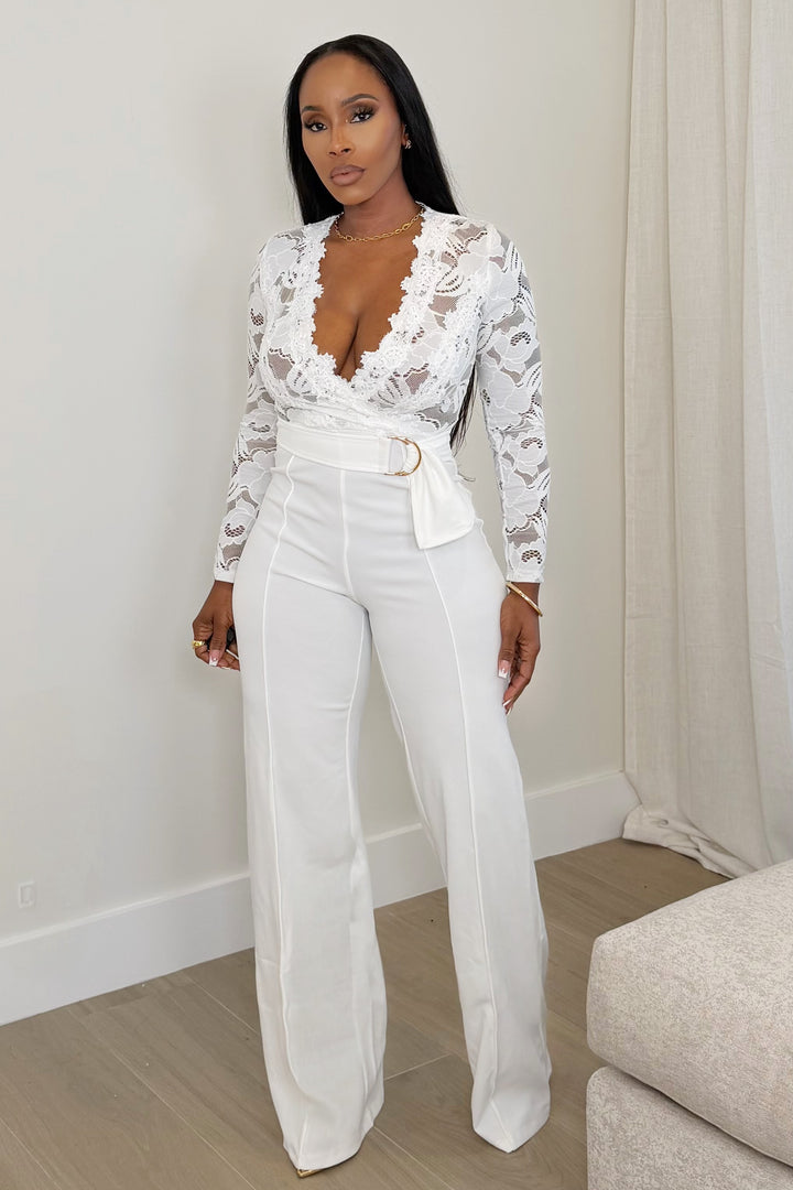 Ivory Lace Affair Jumpsuit [White]