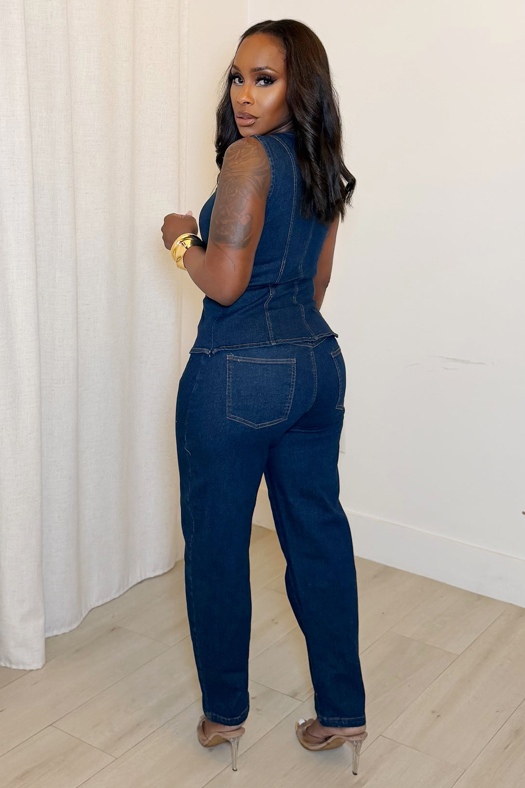 The Denim Barrel Pant Set [Dark Wash]