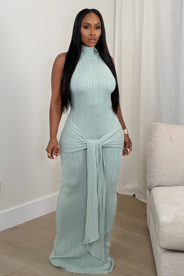Sage Serenity Ribbed Maxi Dress [Dusty Sage]