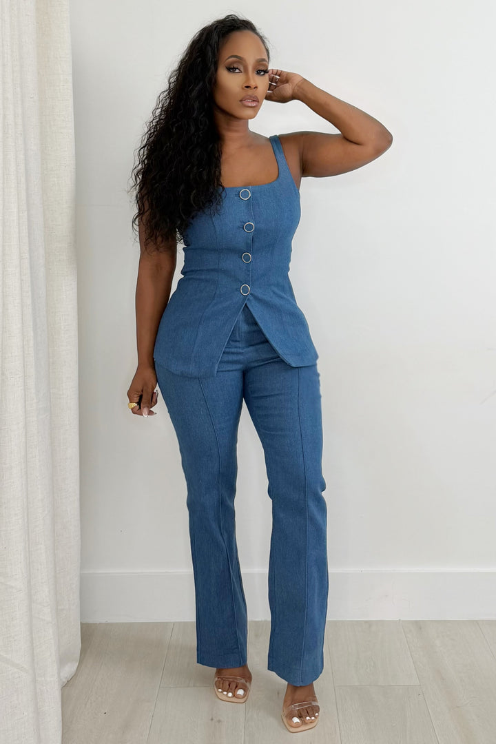 Blue Authority Vest & Pant Set (Denim)