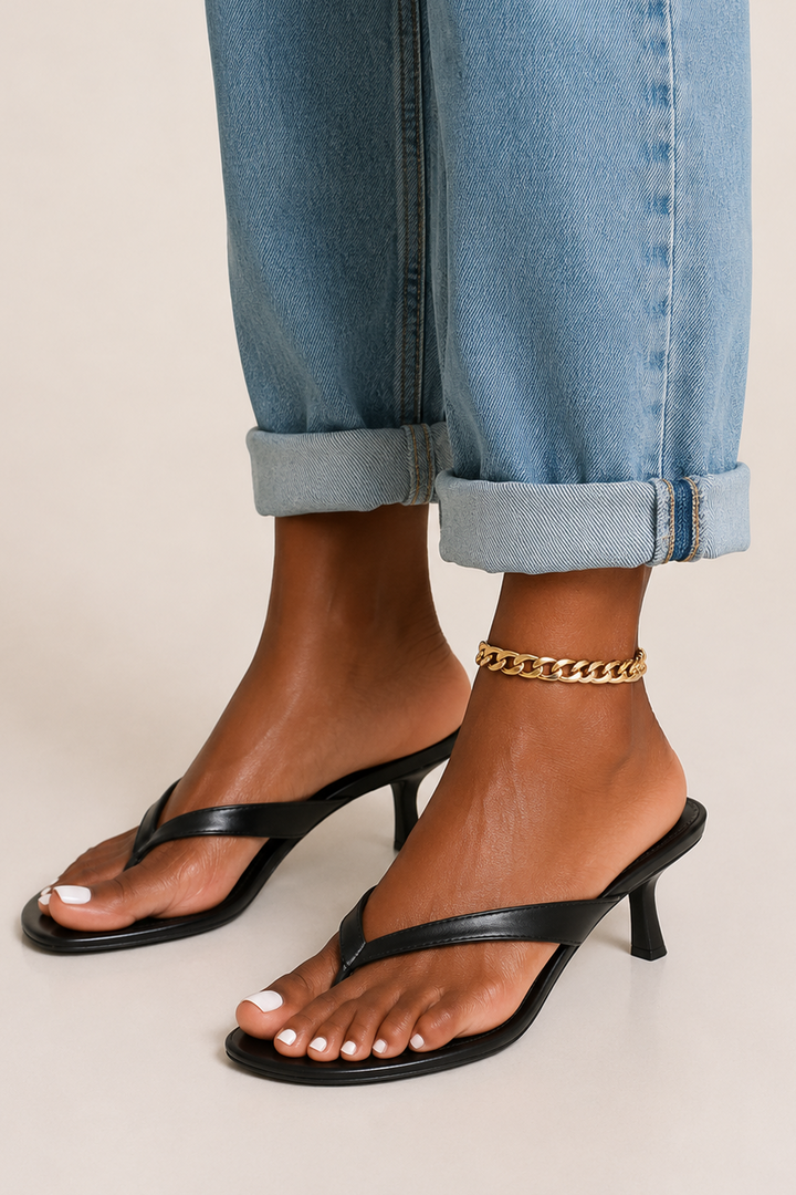 Aureline Thong Kitten Heel Mule