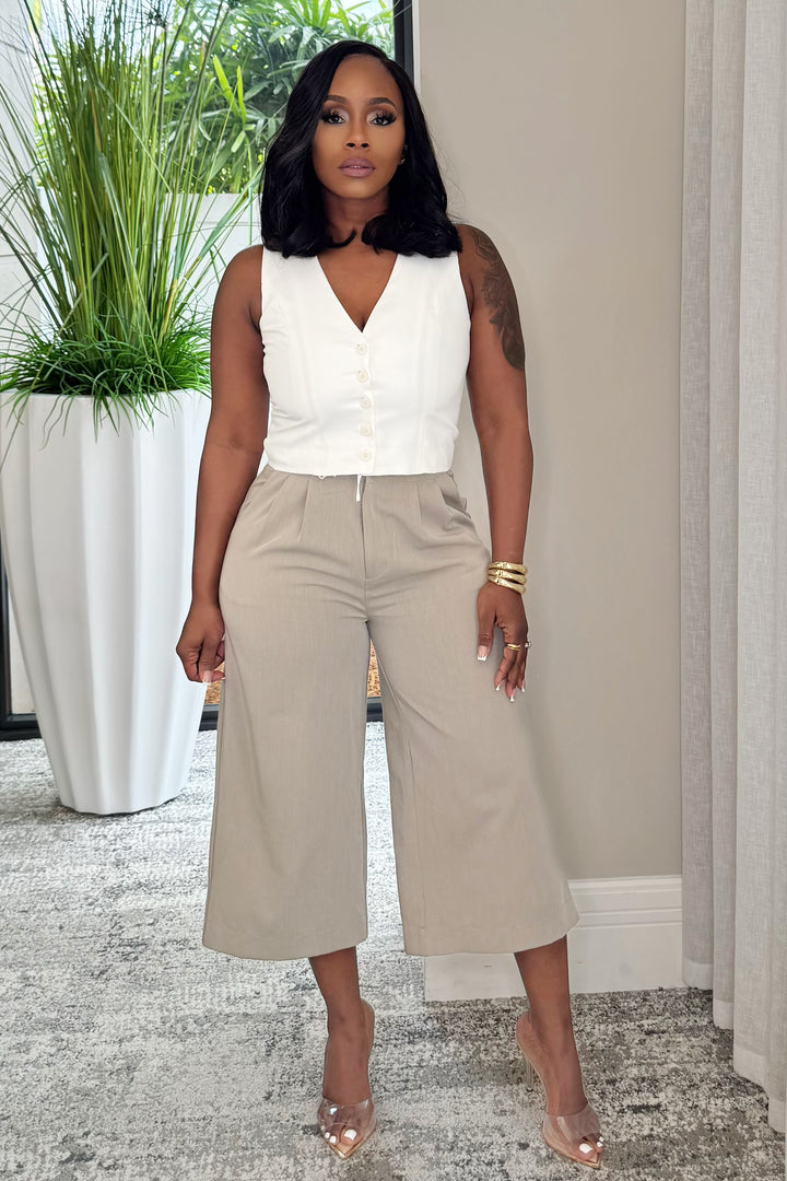 Classy GIRL Culotte vest & set (Gray & white)