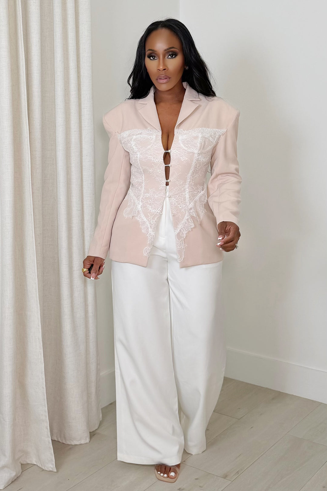 Lace Sculpt Blazer [Blush]