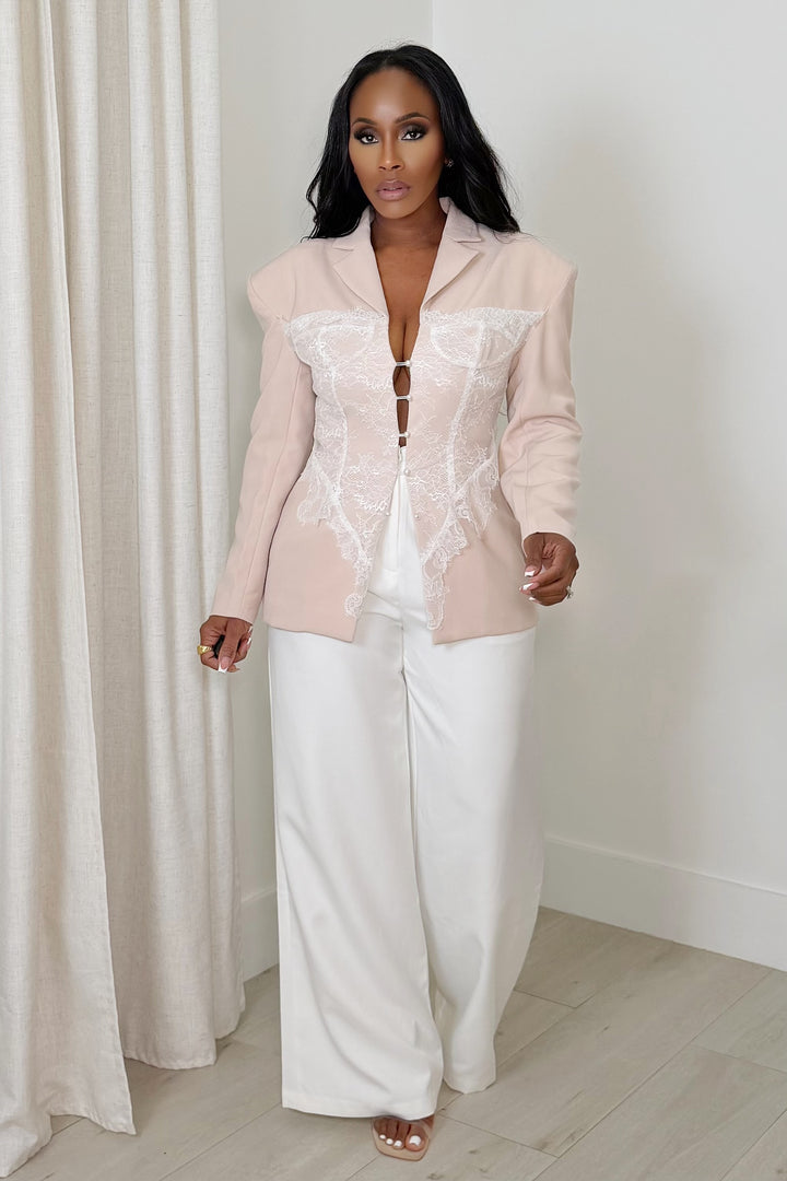 Lace Sculpt Blazer [Blush]