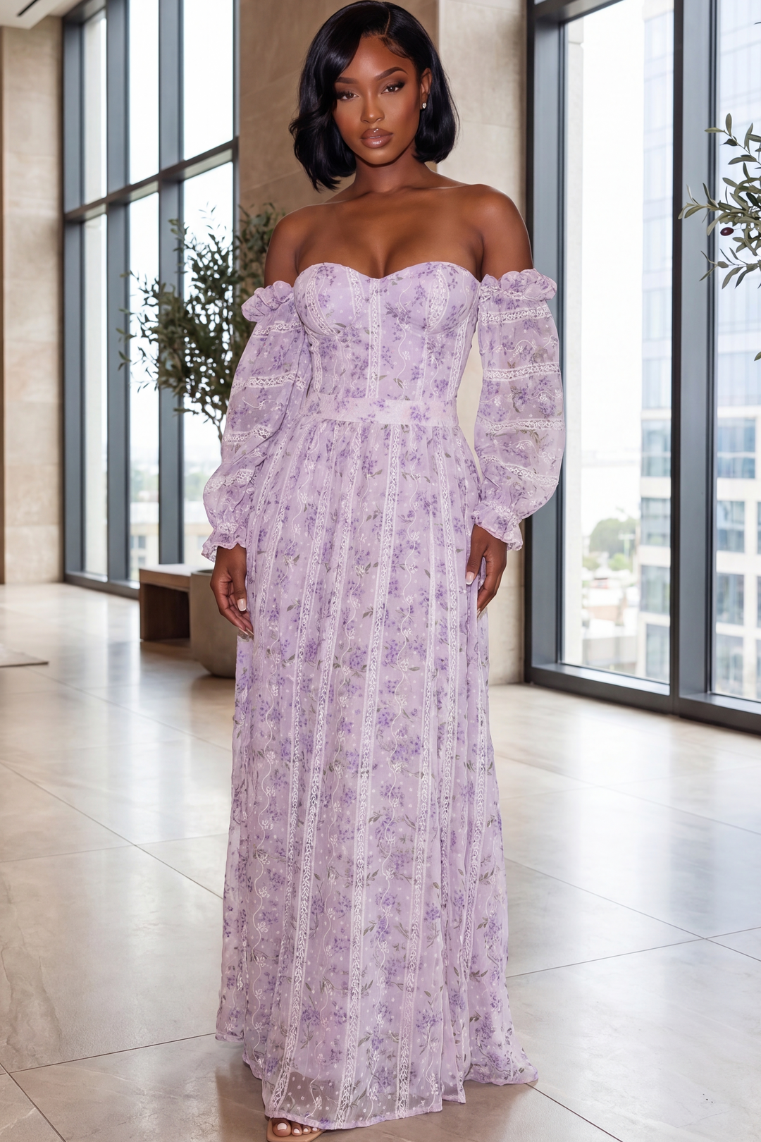 Floral lavender maxi dress