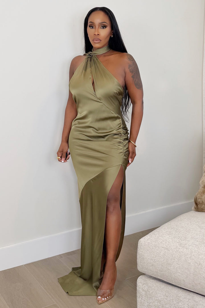 Elysian Drape Gown [Olive]