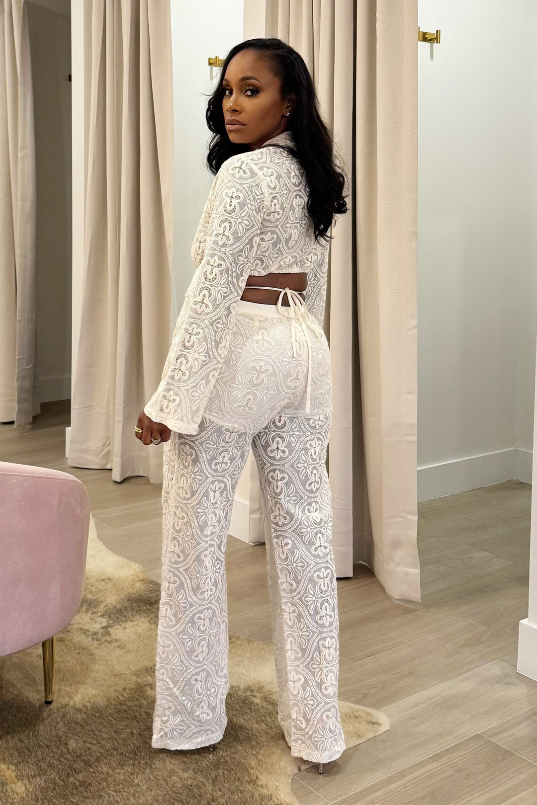 Lace Pynt The Luxe Lace Pant Set (Natural) – Polkadotz Boutique