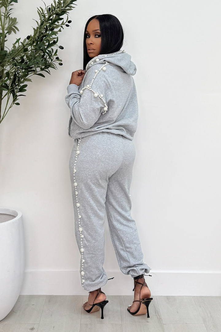 Pearls Favorite Hooded Jogger Set (Grey)