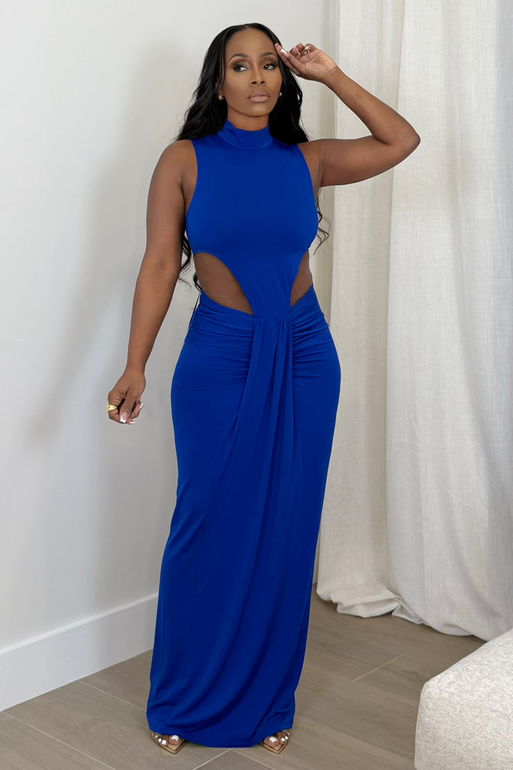Royal Cutout Ruched Maxi (Royal Blue)