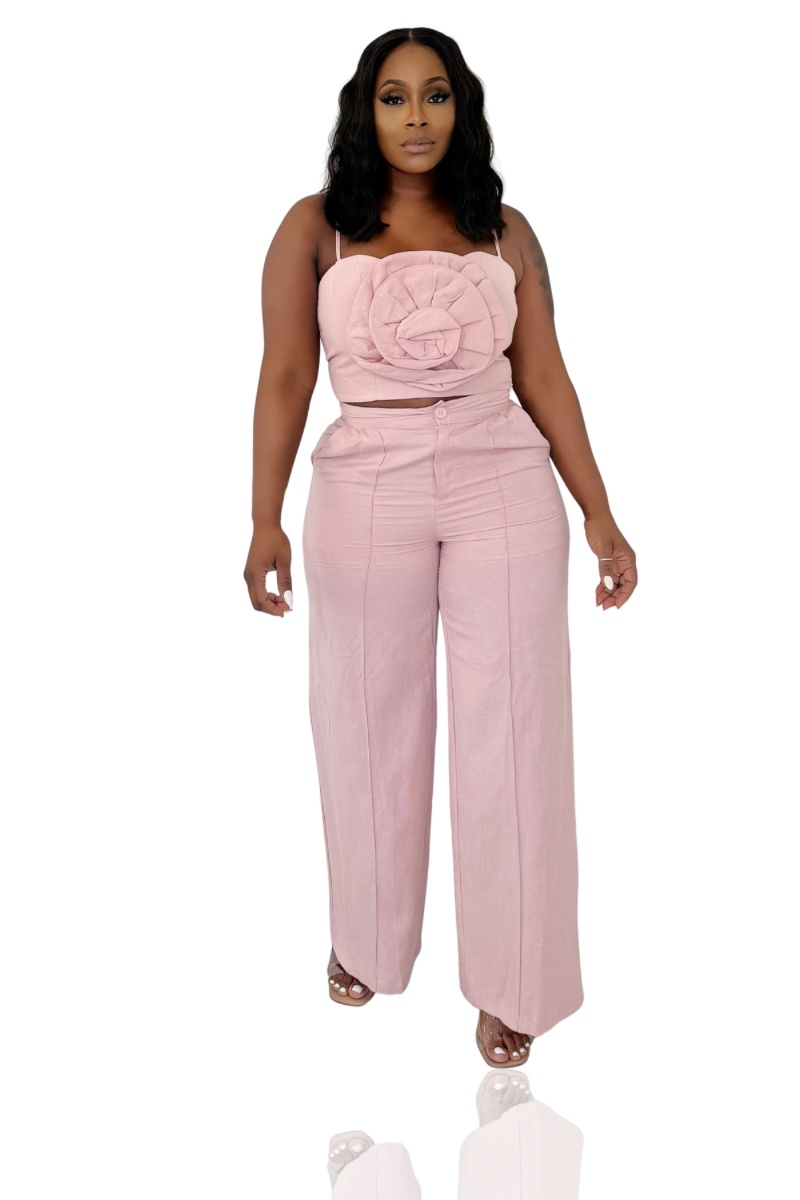 Pink Roses Pant Set (Blush)