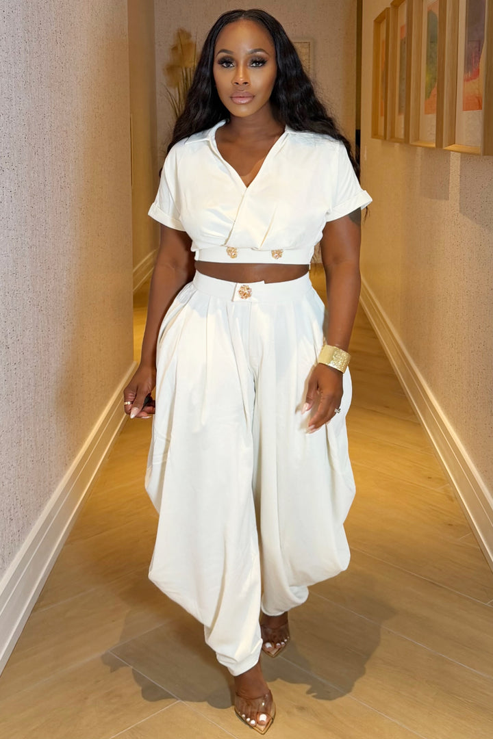 Portofino Draped Pants Set [Ivory]