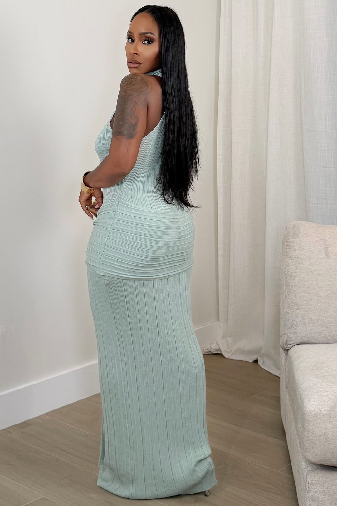 Sage Serenity Ribbed Maxi Dress [Dusty Sage]