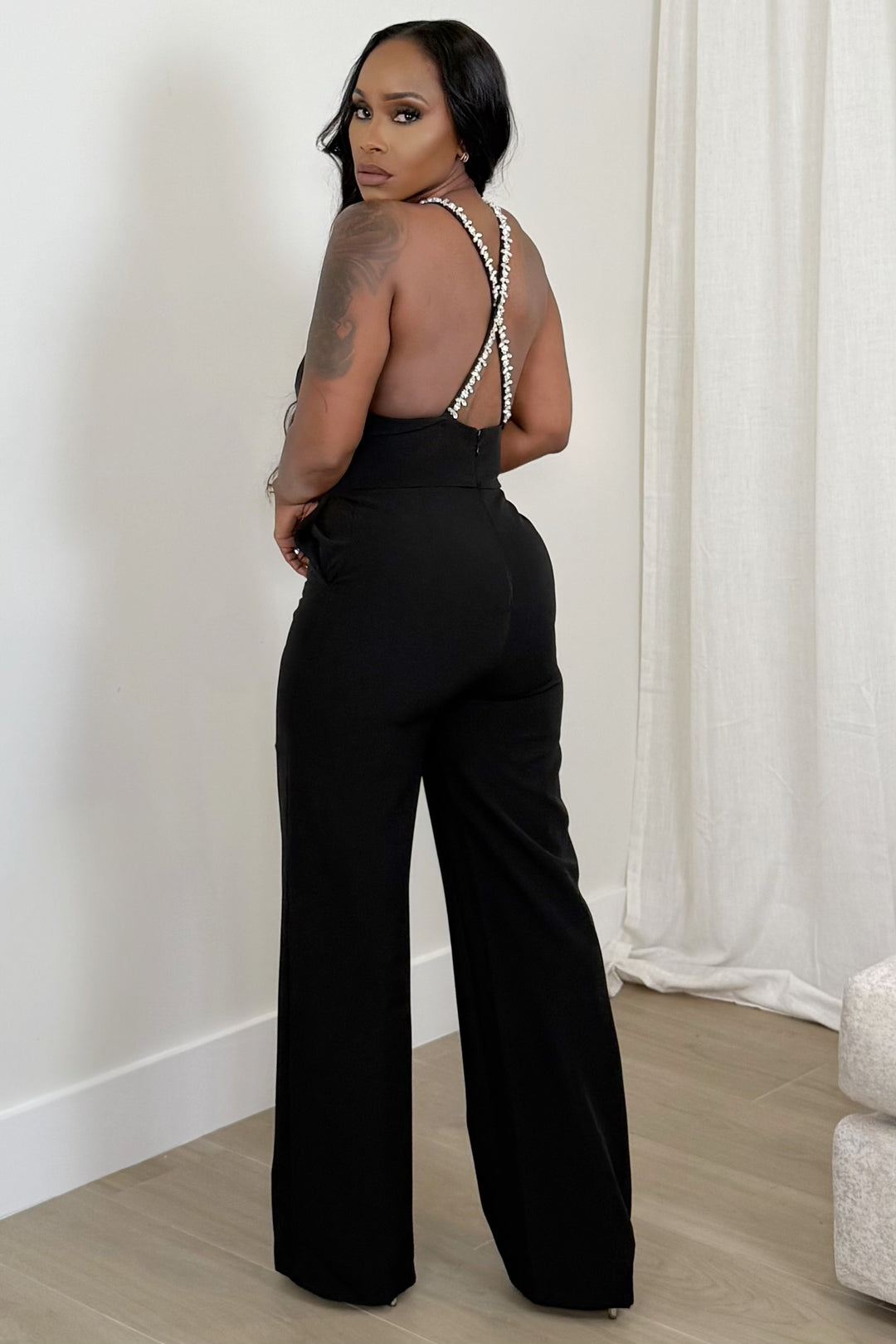 Crystal Plunge Jumpsuit (Black)