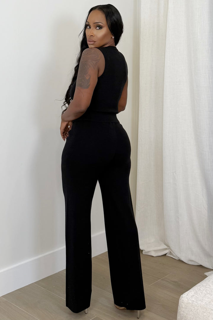 Knit Vest Pant set (Black)