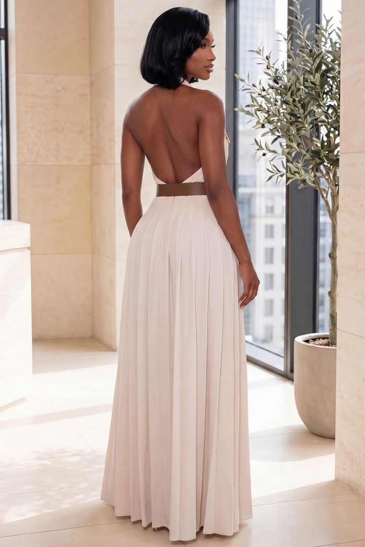 The Graceful Escape Maxi Dress [Soft Beige]