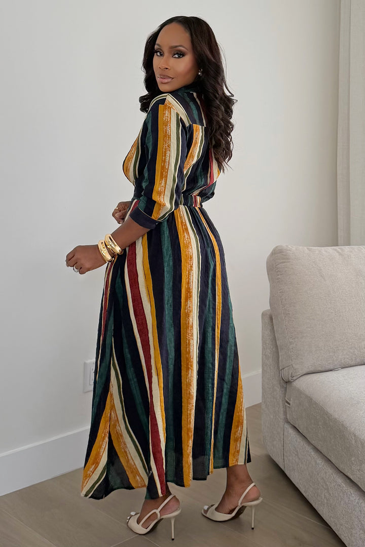 The Painted Stripe Midi Dress [Multi]