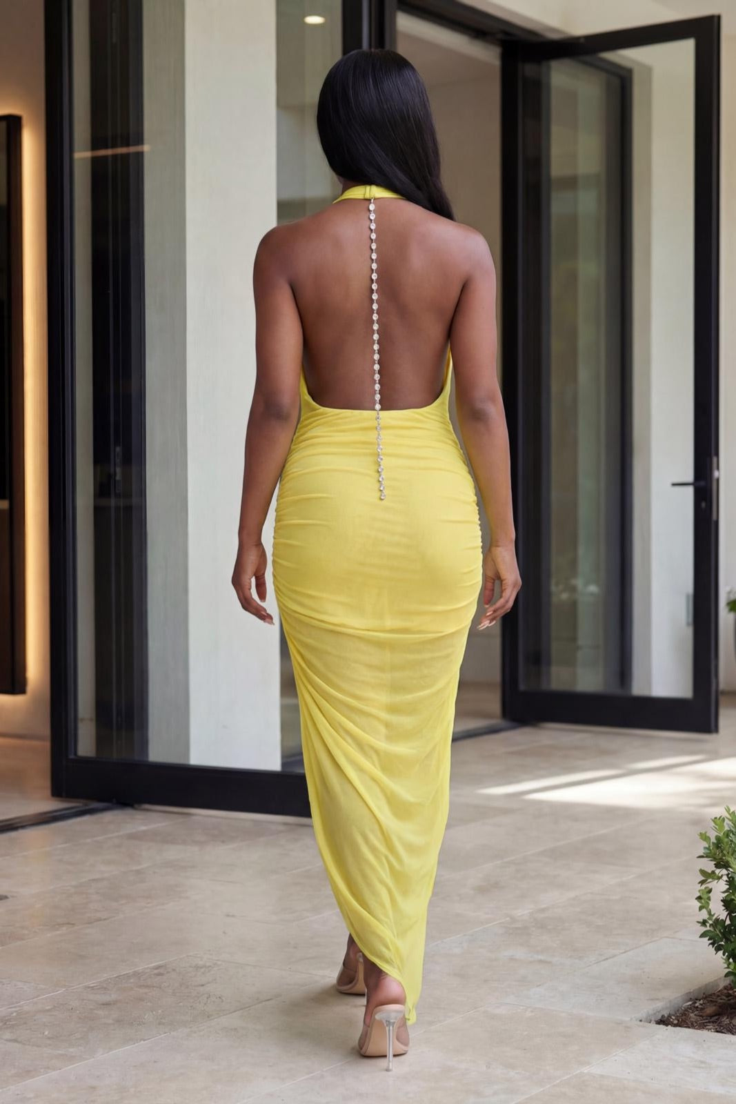 Golden Glow Halter Gown [Sunshine Yellow]