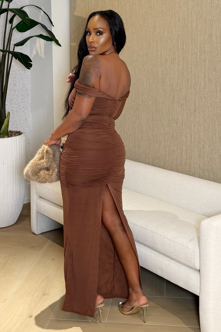 Mocha Luxe Twist Dress (Brown)