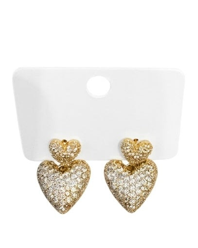 Double Pavé Hearts Earrings