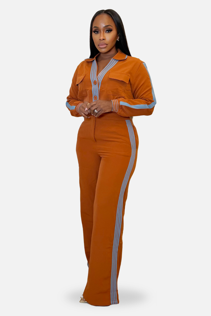 The Uptown Stripe Set [Burnt Orange]