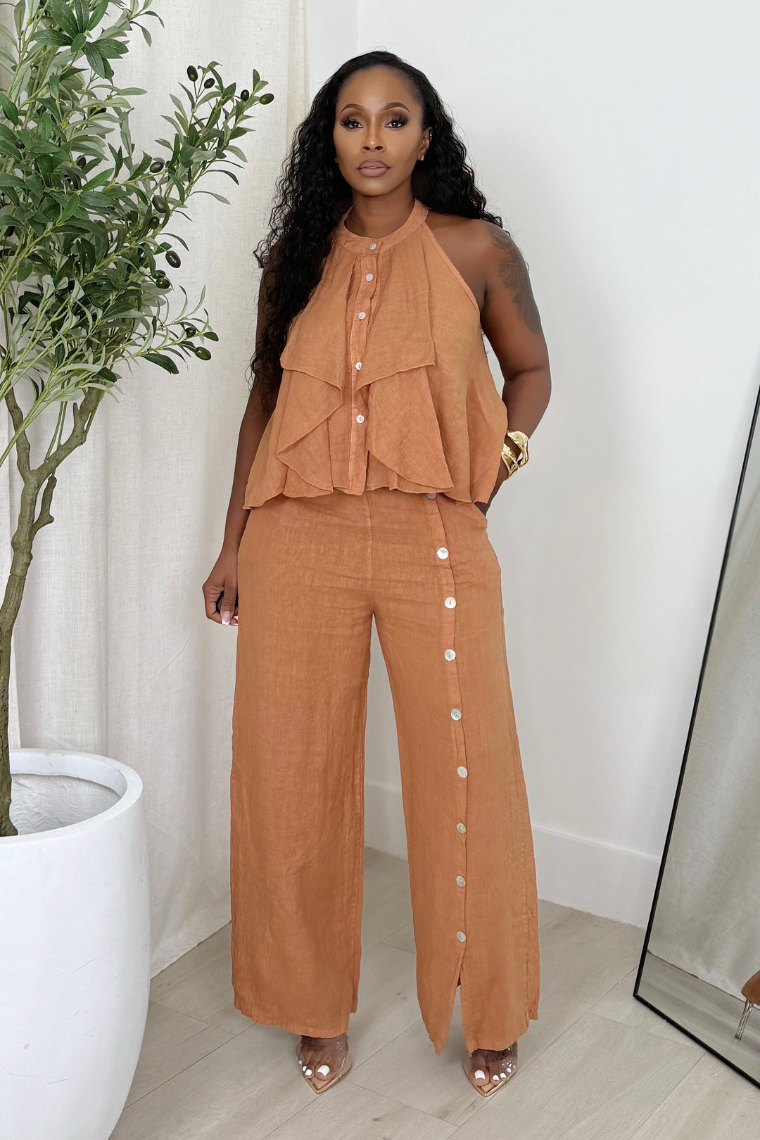 Sahara Drift Linen Pant Set