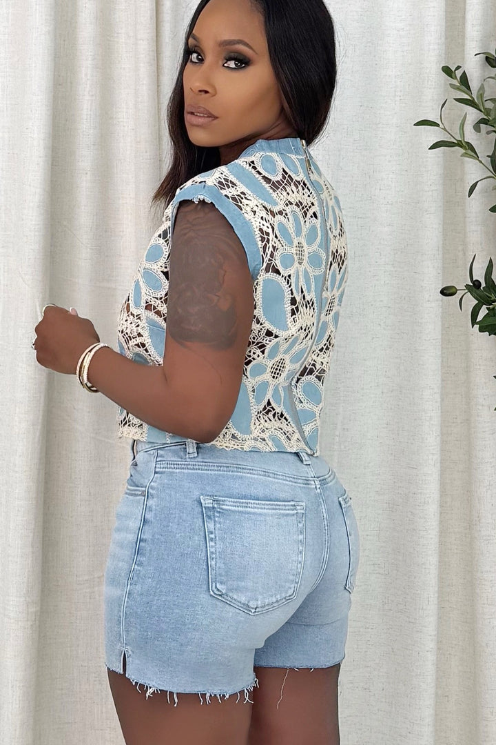 Classy Lace & Denim Top