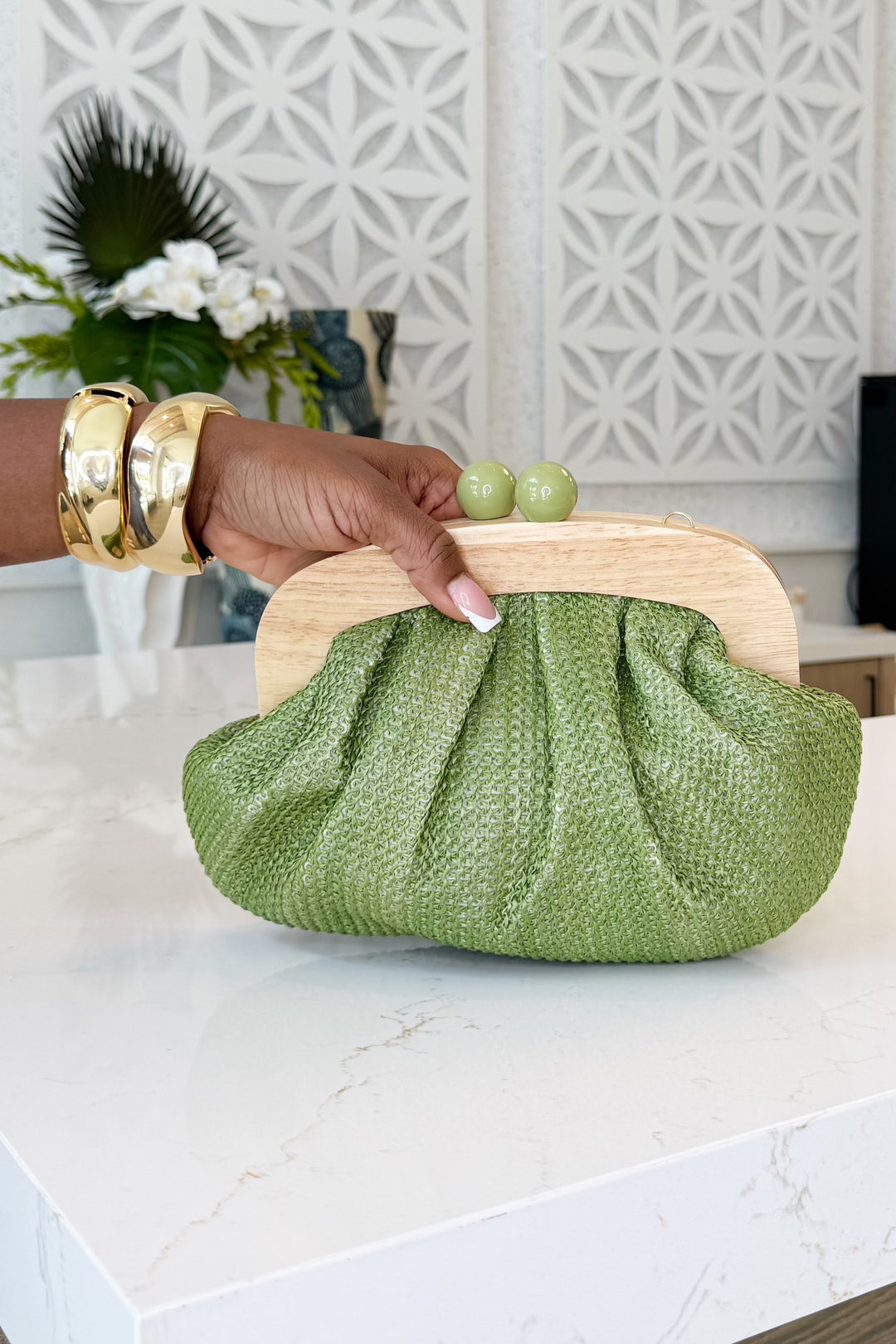 Straw & wooden Clutch