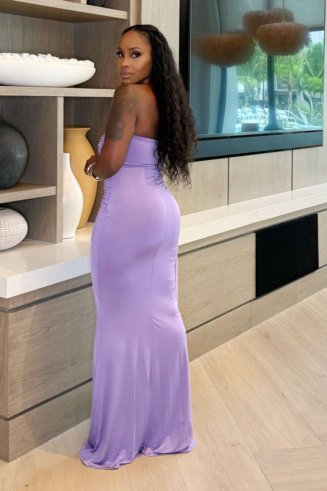 Lilac Muse drape tube Maxi Dress (Lilac)
