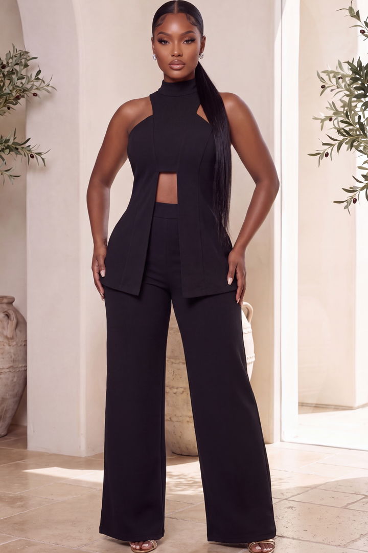 The Noelle Cutout Pant Set [Black]