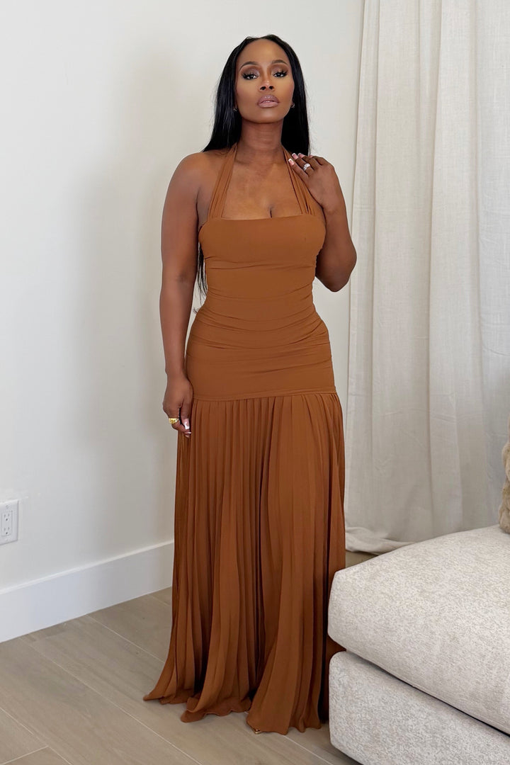 Sienna Grace Halter Maxi Dress [Cinnamon]