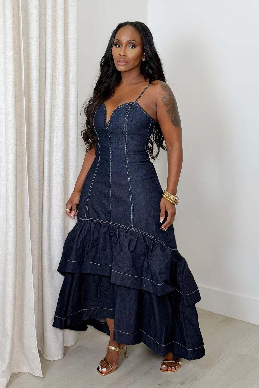 Indigo Ruffle Romance Maxi [Dark Denim]