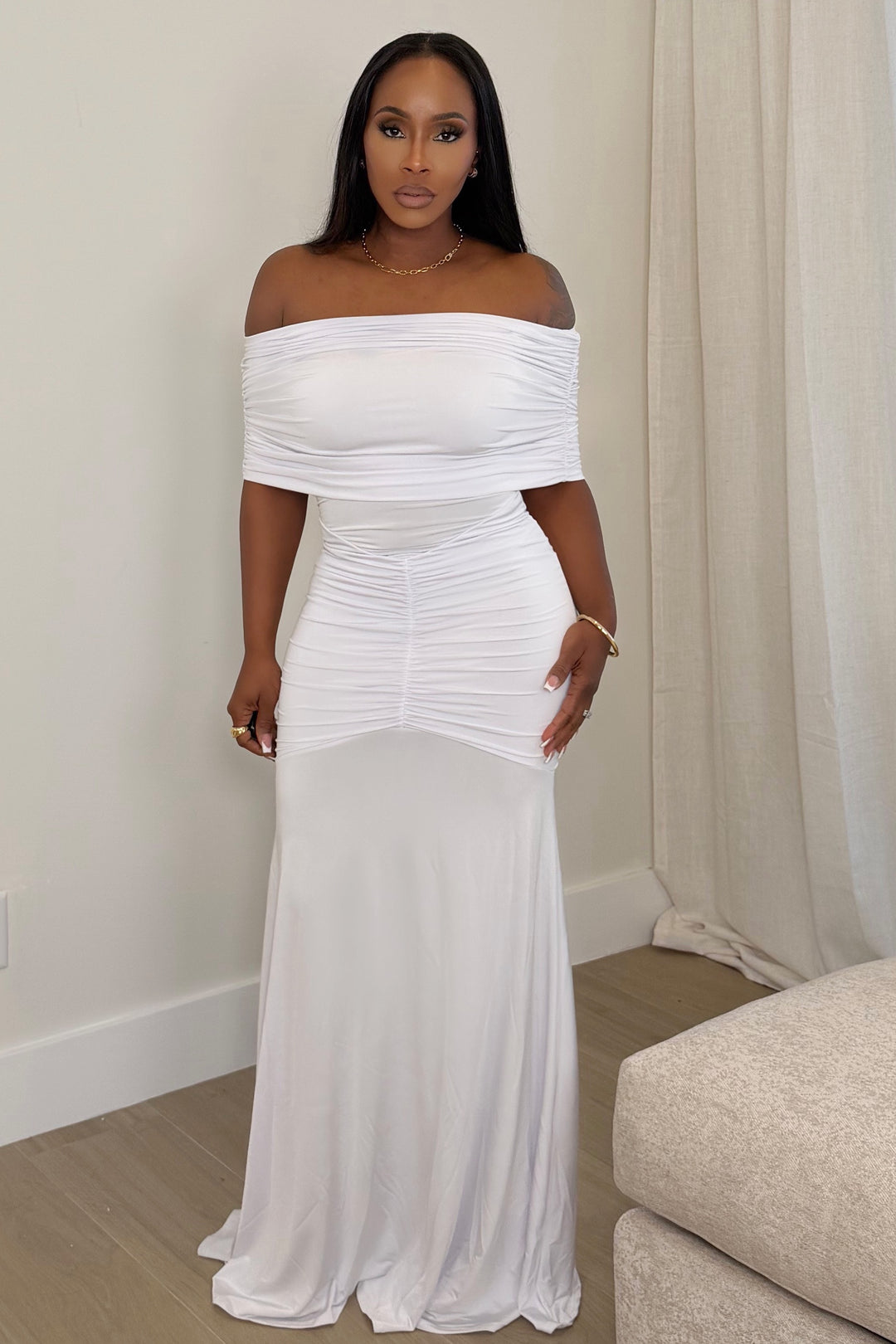 Pure Allure Ruched Gown [White]
