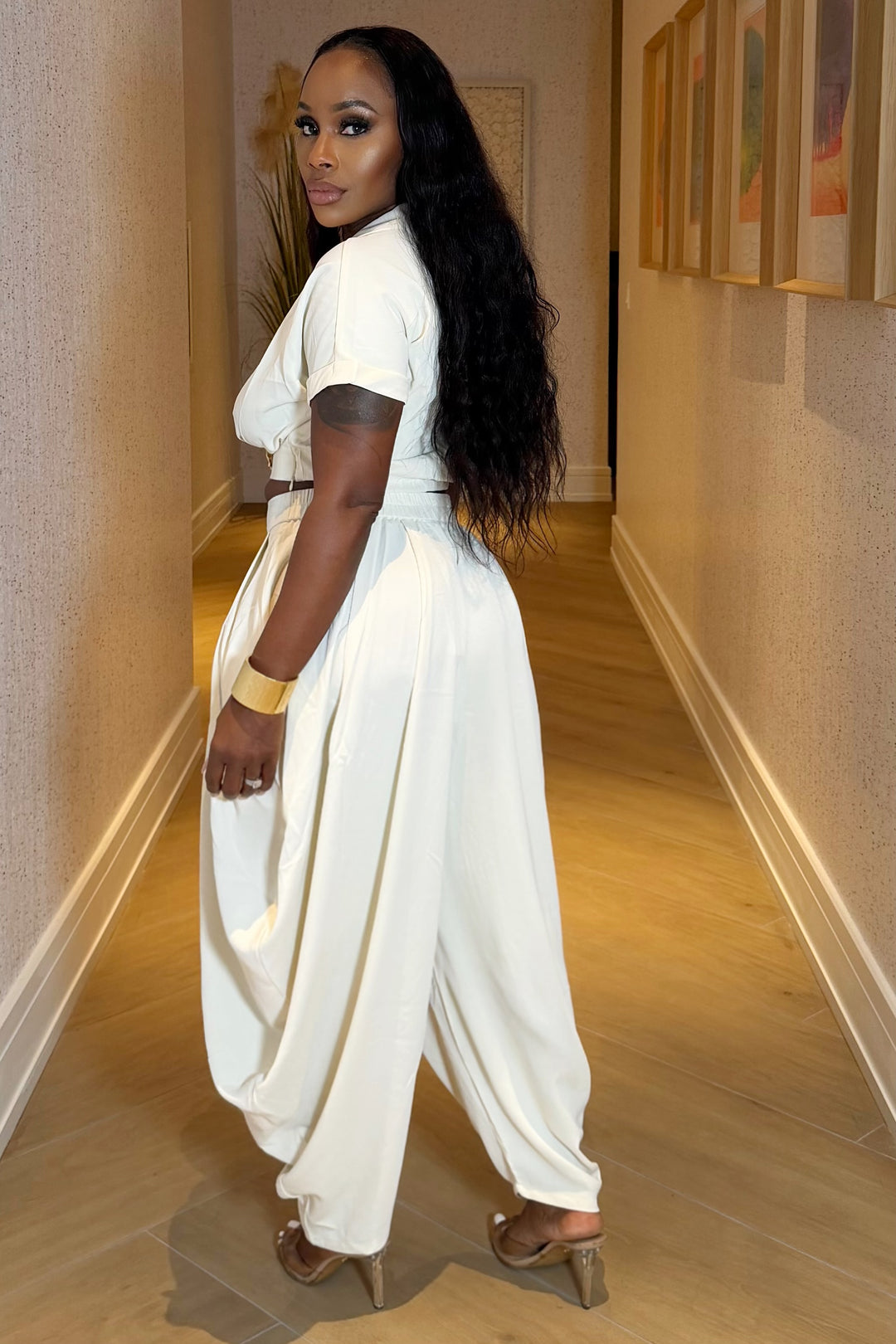 Portofino Draped Pants Set [Ivory]
