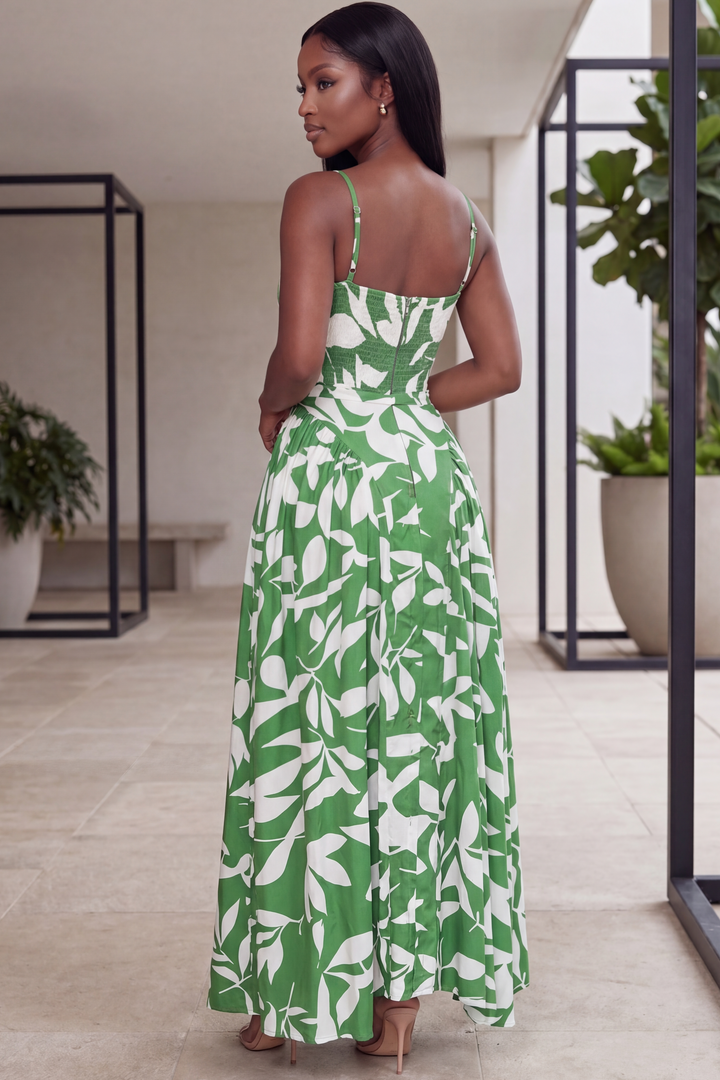 The Eden Botanica Maxi Dress [Green/Beige]
