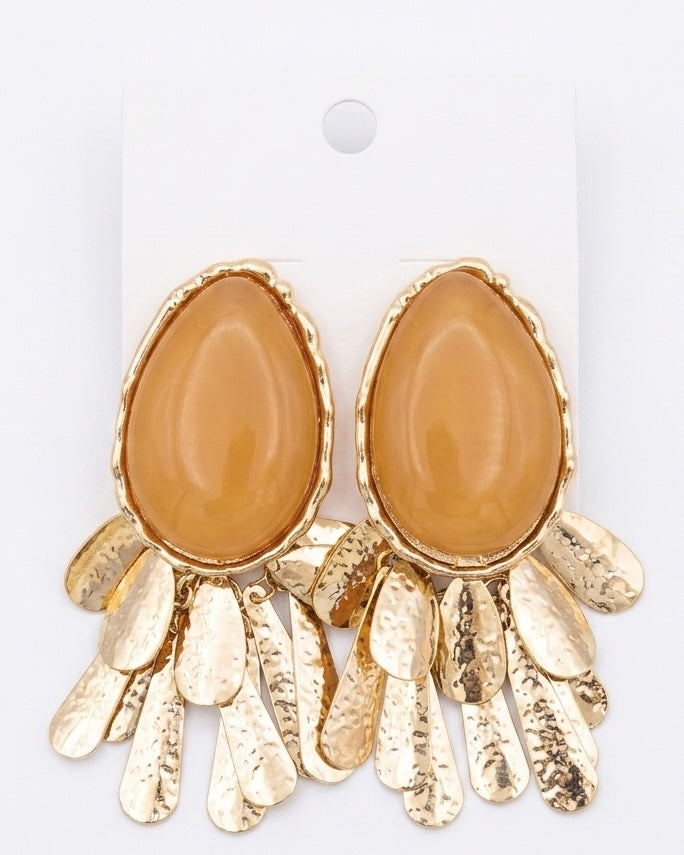 Boho Teardrop Metal Tassel Earrings