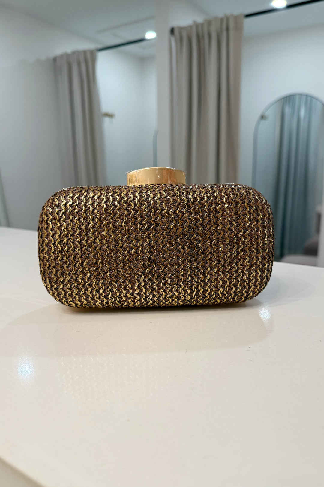 Shimmered Straw clutch