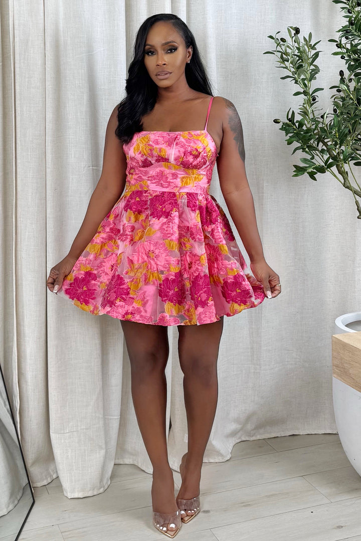 Bright Summer Days mini skater dress (Pink Multi)